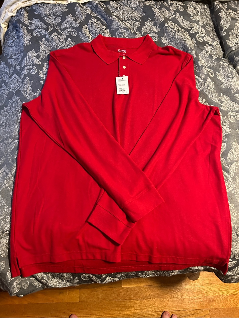Men's Red Long-Sleeve Polo Shirt - Unbranded